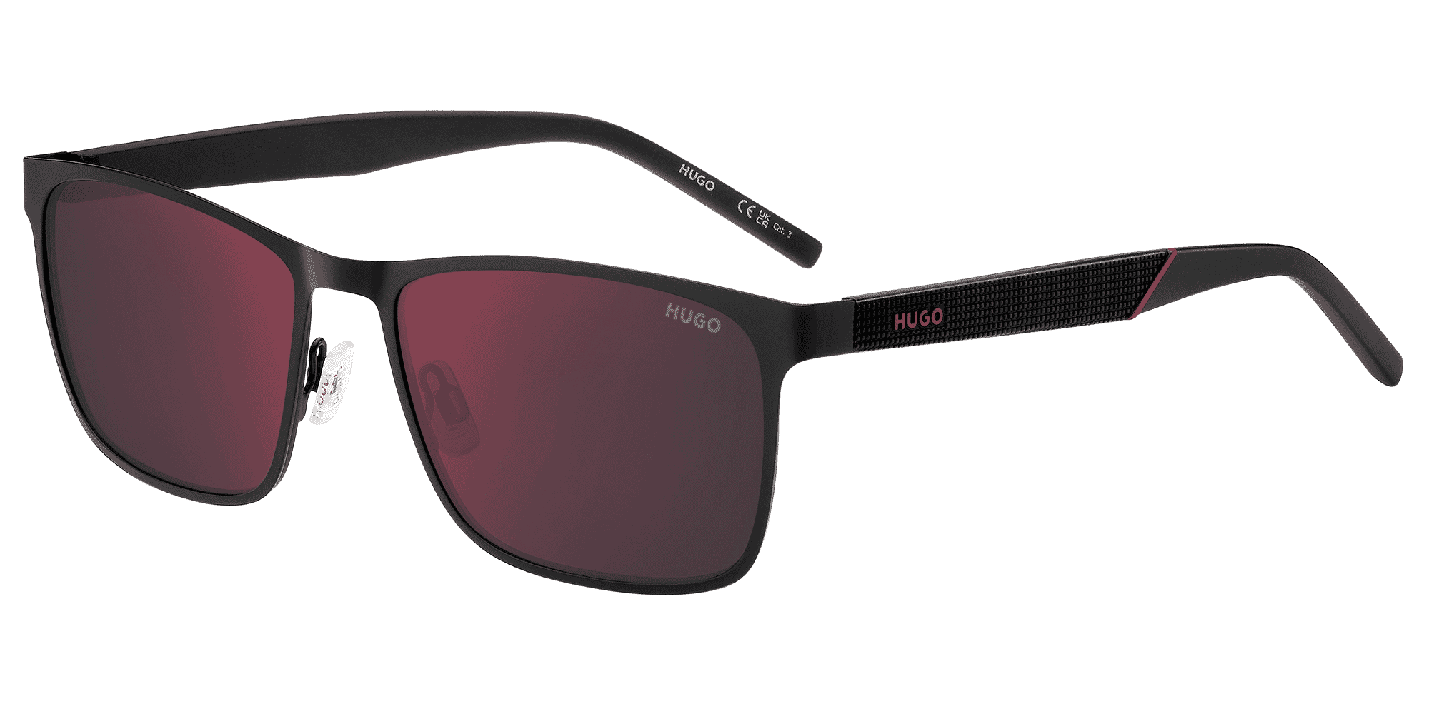 Hugo HG1328/S Men's Sunglasses 003/AO Matte Black/Red Mirror | Genuine ...