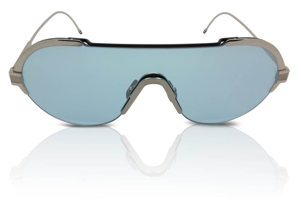 Thom Browne TBS811 Sunglasses 02 Silver Titanium/Light Blue  display picture 3