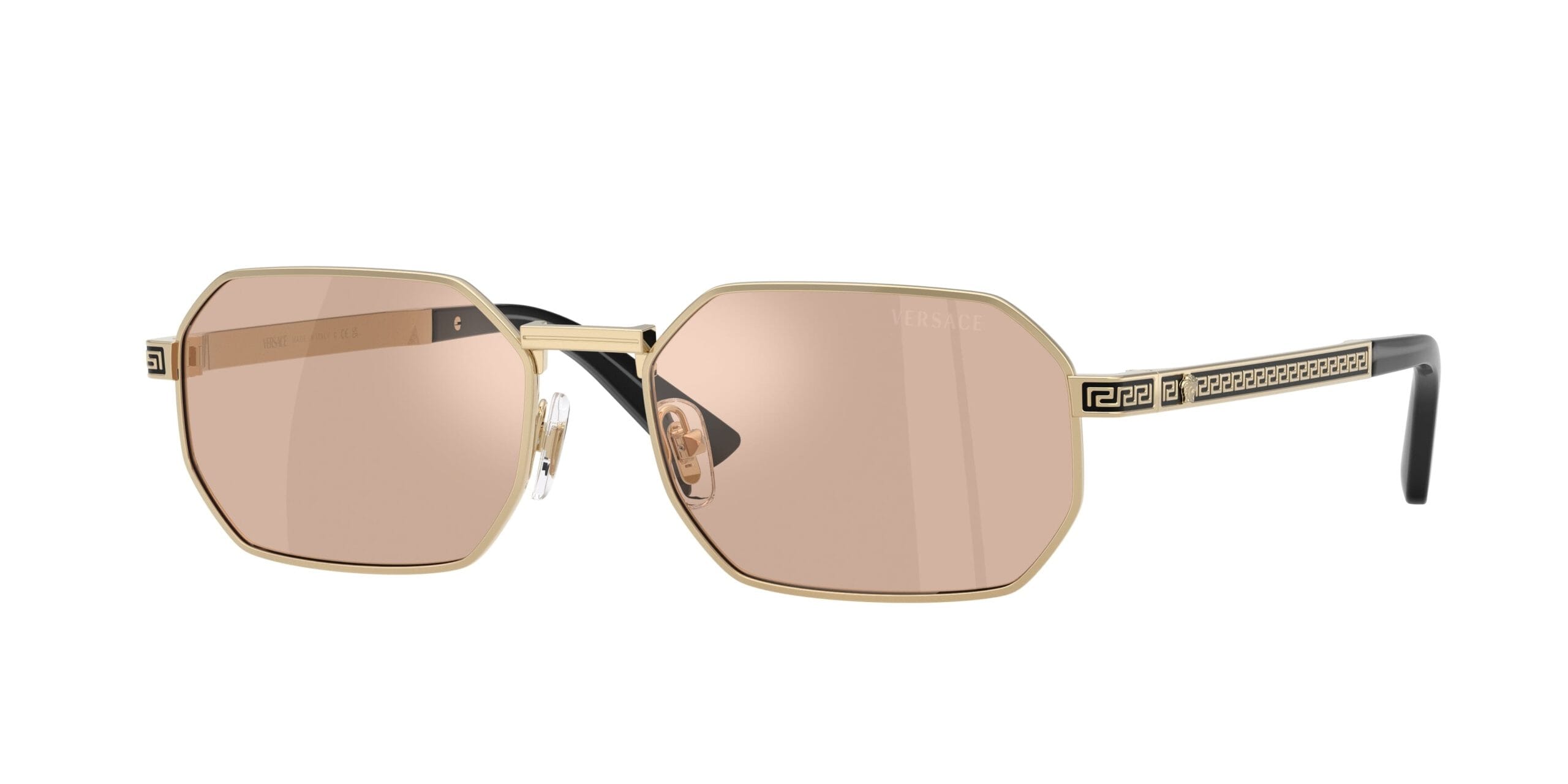 Versace VE2297 Men's Sunglasses 1252/5 Pale Gold/Light Pink Mirror Silver