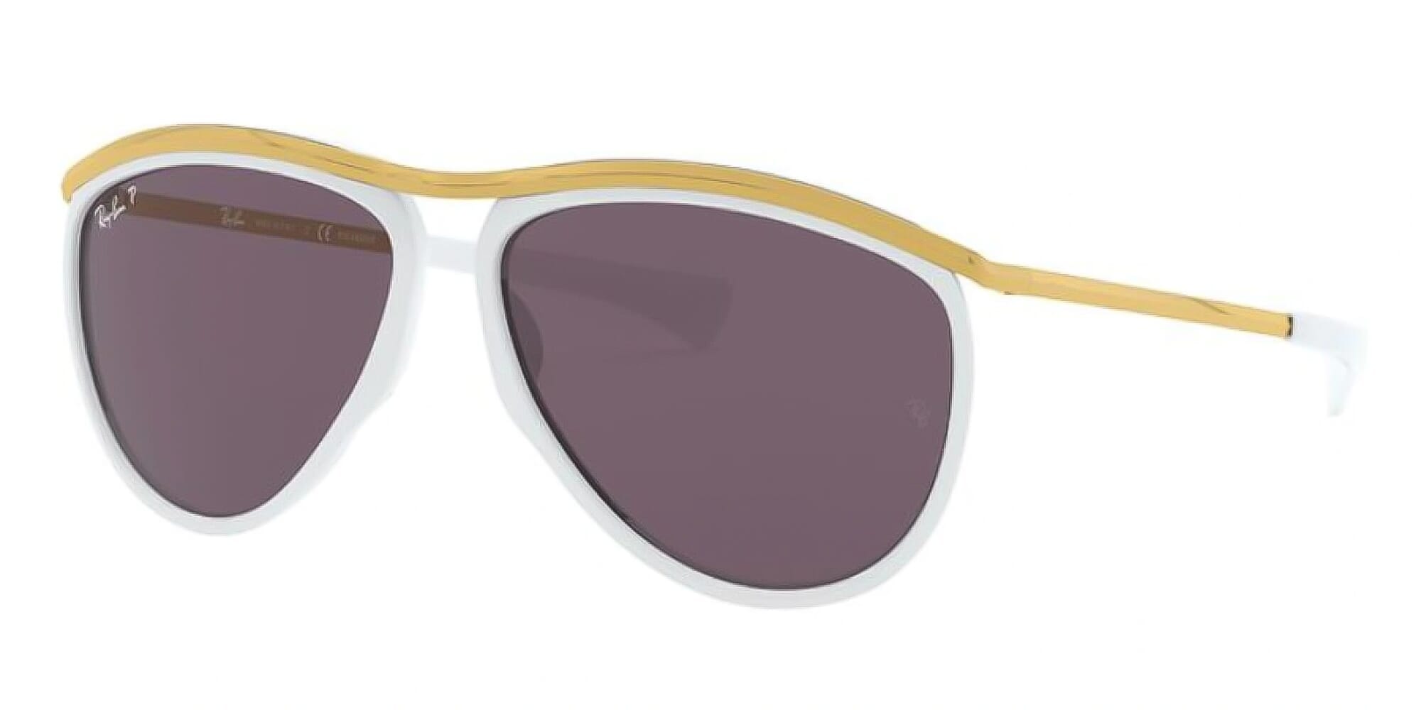 Ray-Ban Aviator Olympian RB2219 Men's Sunglasses 1289AF Polished White/Purple Gradient