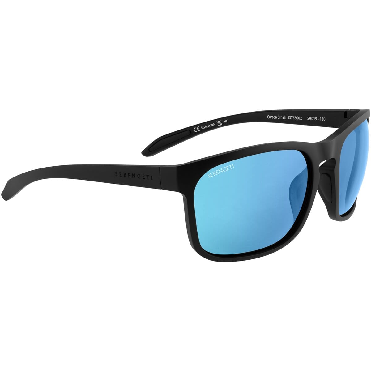 Serengeti Carson Small SS766002 Sunglasses Matte Black/Mineral Polarised 555nm Blue